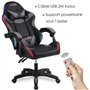 Amstrad AMS-900-LED-BK Fauteuil/Chaise de Bureau Gamer Noir Gris - Eclairage LED 366 Effets - Télécommande