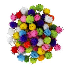 MegaCrea DIY Mini Pompons Pailleté Couleur De Noel 200 Pièces