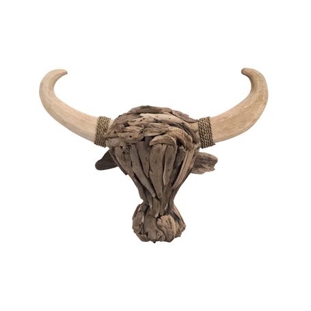 Tête de Buffle en Bois flotté 50cm. Décoration Murale.
