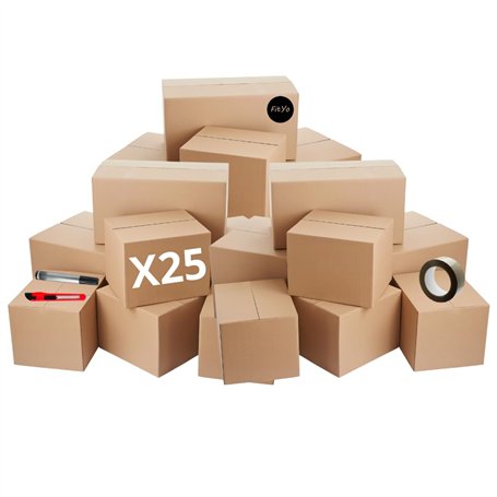 Lot de 25 Cartons de déménagement + OFFERT 1 rouleau adhésif