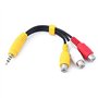 Adaptout X2 Adaptateur Mini Jack Male vers 3 RCA Femelle Coaxial Cable Audio Vidéo Flexible Composite Jaune Blanc Rouge Minijack