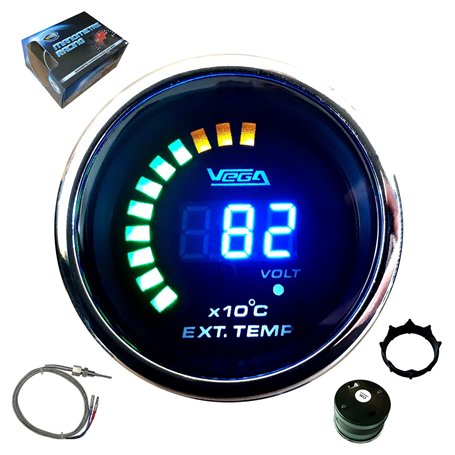 Manomètre Vega® température gaz d'échappement 0 à 1300 °C affichage numérique et leds 52 mm marque Française