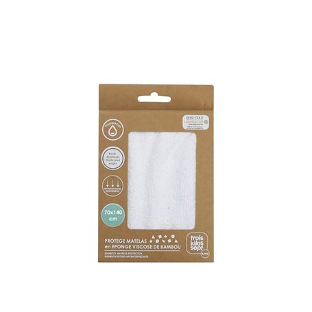 TROIS KILOS SEPT - Protège Matelas Bébé 60 x 120 cm - Alèse en Bambou Imperméable & Respirante - Certifié OEKO-TEX® - Antibactér