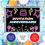 Magik Moments Kit Création Invitation Anniversaire Enfant à Gratter | Thème Néon | 10 Cartes avec Stickers, Enveloppes et Autoco