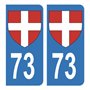 HADEXIA Autocollant Stickers Plaque d'immatriculation Auto Voiture 73 Croix de Savoie