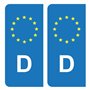 HADEXIA Autocollants Stickers Plaque immatriculation D Allemagne Union Européenne Europe EU Bleu