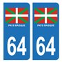 HADEXIA Autocollant Stickers Plaque d'immatriculation Auto Voiture 64 Pays Basque