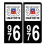 HADEXIA Autocollant Plaque d'immatriculation 976 Mayotte Noir Couleur