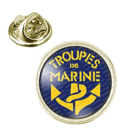 Badgmania Pin's Doré 20mm Troupes De Marine - Ancre Jaune Logo 18mm Pins Bouton Epinglette