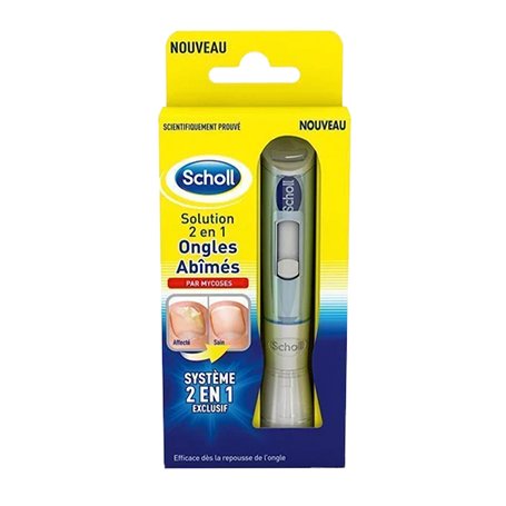 Scholl Traitement Solution 2 en 1 Ongles Abîmés par Mycoses - Résultats en 2 Semaines - Facile d'Utilisation - Pénètre et Traite
