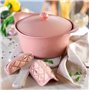 Ma jolie cocotte rose avec poignée en céramique blanc et doré 4