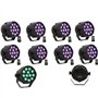 Ibiza - Pack de 8 Projecteurs ParLEDS PAR-MINI-RGB3 12x3W RGB 3-en-1 DMX Télécommande - Soirée Fête DJ Animation Prestation Écla