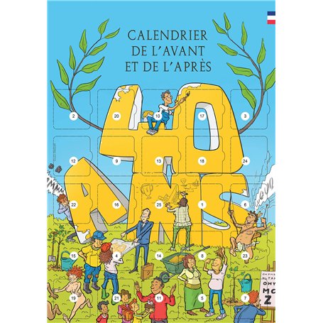 Carte 40 ans - Calendrier de l'avant ou de l'après anniversaire de 40 ans 25 résolutions et défis - Français