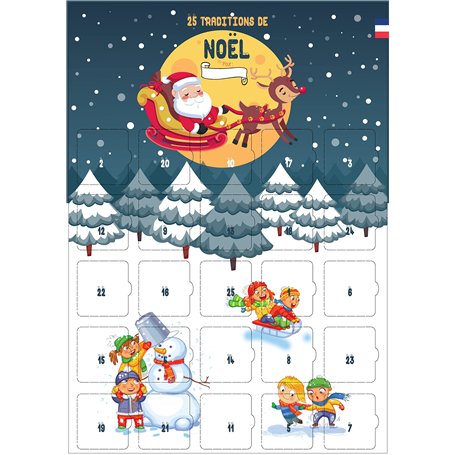Calendrier de l’avent Noel Traditionnel - 25 messages sur les traditions de Noel pour enfant de 0 à 10 ans à personnaliser - San