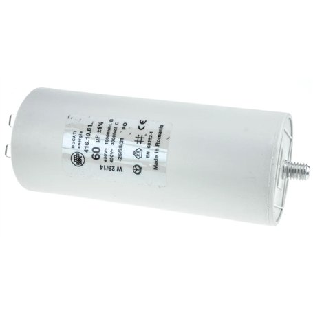 Condensateur Moteur Permanent 60uF 450V à Cosses - Ø50mm x 117mm