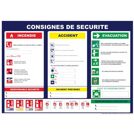 Consignes de sécurité - format paysage