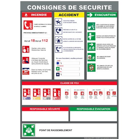 Consignes de sécurité - format portrait
