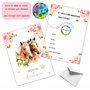 STUDIO MANALI 12 cartes invitation anniversaire à gratter enfant fille et garçon - 12 enveloppes - 12 stickers - theme CHEVAL