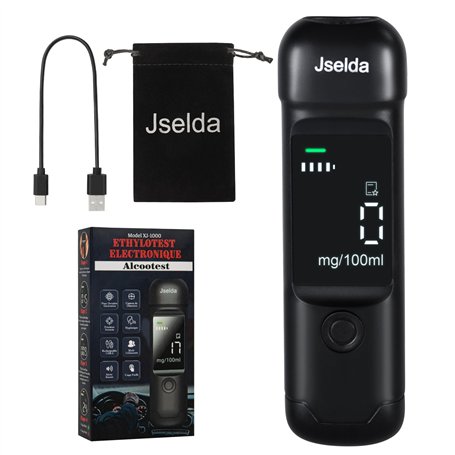 Éthylotest Électronique - Rechargeable & Portable – Éthylomètre Numérique Moderne avec Écran LCD - Capteur Sensible & Détection