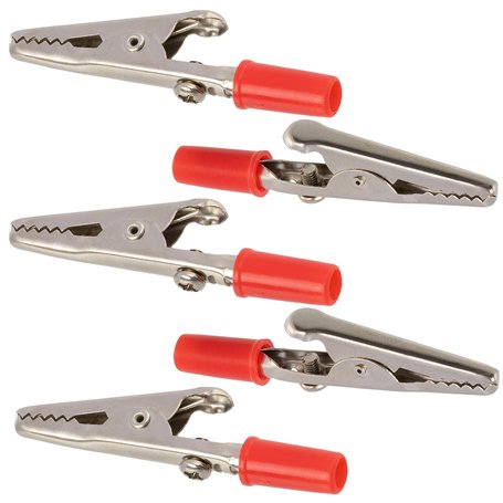 AЕRZETIX - C14171 - Lot de 5 Pinces/fiches crocodiles électriques isolées - longueur 53 mm - ouverture mâchoire max 14 mm - fich