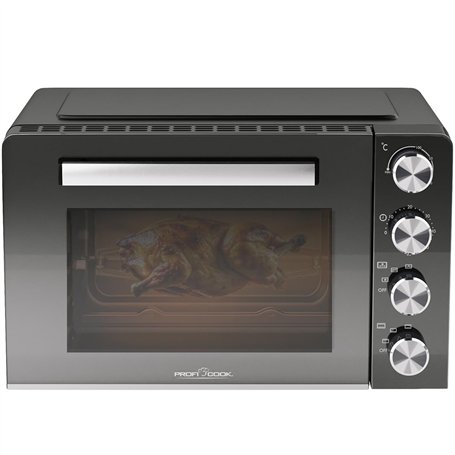 ProfiCook Mini-four 30L | Chaleur tournante + chaleur voûte et sole | avec tournebroche et pierre à pizza | 100°C - 230°C | avec