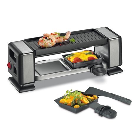 Küchenprofi Raclette VISTA2 PLUS - Raclette pour 2 personnes - Extensible jusqu'à 3 appareils - Acier inoxydable - Plaque de cui