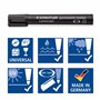 Staedtler Lumocolor Permanent, Marqueurs permanents multi-surfaces à pointe biseau, Encre résistante à l'eau et aux UV, Étui che