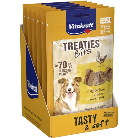 Vitakraft Treaties - Friandise moelleuse pour chien au poulet - Forte teneur en viande pour une récompense d'exception - Recette