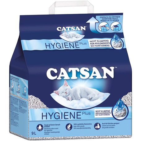 Catsan Hygiene Plus - Litière Hygiénique Blanche avec Protection Minérale Extra - 1 x 9 L