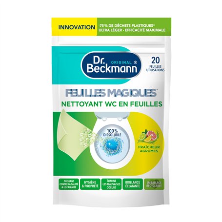Dr. Beckmann Feuilles Magiques® – Nettoyant WC – Fraîcheur Agrumes x20 feuilles