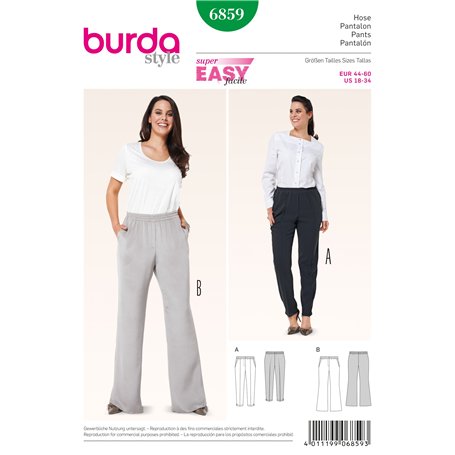 Burda B6859 Patron de Couture Pantalon 19 x 13 cm