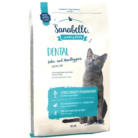 Sanabelle Dental - Aliments secs pour chats adultes pour le nettoyage des dents et les soins dentaires - 1 x 10 kg