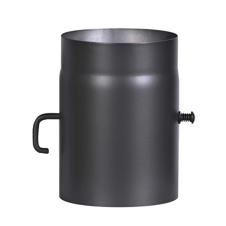 FIREFIX Senotherm R180/2D Tuyau Acier épais de 2 mm de diamètre 180 mm pour poêles et foyers Noir Longueur 250 mm avec clapet ré