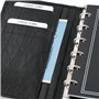 bind - T 77 - système de mini-planificateur A7 y compris agenda 1 semaine = 2 pages, en cuir véritable, noir.