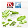 Genius Mandoline Nicer Dicer Smart 14en1 Multifunction Professionelle vert - Coupe-légumes avec Grilles de découpe + Poussoir, R