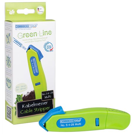 WEICON TOOLS Couteau pour câbles No. S 4-28 Multi Green Line | matières premières durables | avec fonction de dénudage dans le b