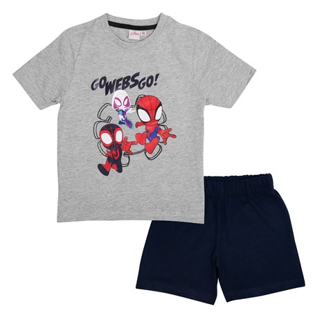 Marvel Spiderman Pyjama garçon - Spidey - Ensemble Pyjama Enfant Manches Courtes Haut avec Pantalon Gris/Noir (as3