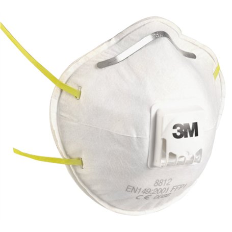 3M 8812 Lot de 2 Masques respiratoires filtrant coque avec soupape contre particules inerte