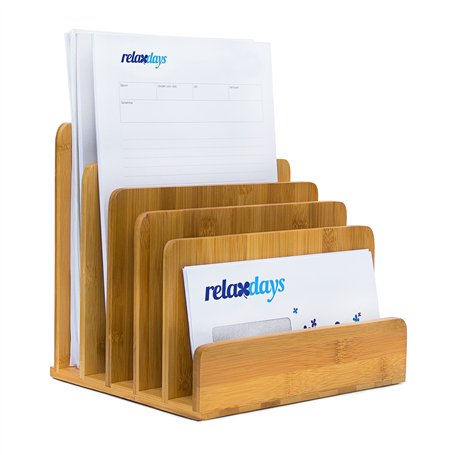 Relaxdays 10019131 Porte-lettres porte-courriers en bambou Casier porte-documents/organiseur de bureau en bois range-documents t