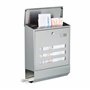 Relaxdays Boîte aux lettres compartiment journaux inox design mural avec nom et fenêtre HxlxP: 42 x 35 x 12