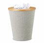 Relaxdays Corbeille à papier en bambou poubelle ronde seau intérieur plastique couvercle bureau 35 cm