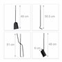 Relaxdays Ensemble serviteur de cheminée 5 pièces acier accessoire pelle balai support tisonnier, noir