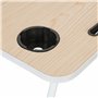 Relaxdays Table lit et canapé Ordinateur Portable, Porte-Tablette Encoche gobelet, HxLxP: env. 26x63x40 cm, Nature/Blanc