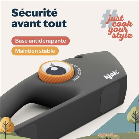 kjøk Premium Aiguiseur de couteaux et de ciseaux manuel avec bouton rotatif - affûteur avec boîtier en ABS noir mat, 5 niveaux, 