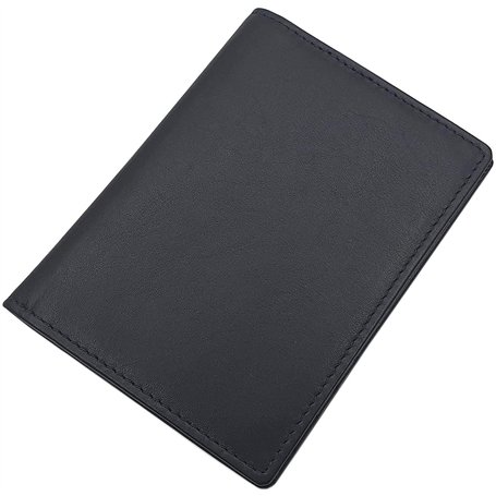 myledershop Cuir de Vachette Nappa Pochette de Carte d'Identité et Porte Carte de Crédit avec Blocage RFID et NFC en Noir