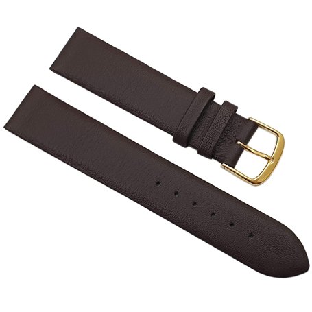myledershop 19mm Cuir de Veau Bracelet de Montre Made in Germany en Marron avec Boucle en Or MJ-Design-Germany INCL Instructions
