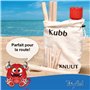Toyfel Kubb Jeu de Quilles Finlandaises en Bois FSC ® XL et Sac en Tissu Knuut – Robuste Jeu Viking en Bois de Pin Jeu à Lancer