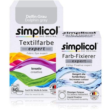 simplicol : Kit Complet Teinture Expert + fixateur : Votre Teinture Express (Paquet 300g + Flacon 90ml) - Gris Dauphin