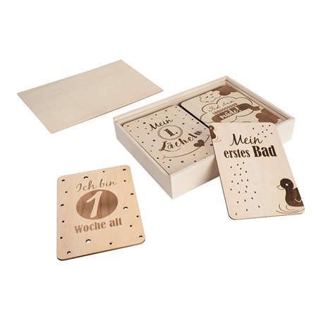 Ideen mit Herz Cartes de jalon bébé en bois | Ma 1ère année | design des deux côtés | 40 motifs sur 20 cartes | 10