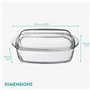 Navaris Plat en Verre avec Couvercle - Cocotte pour le Four - Petit Plat a Four Rectangulaire pour Cuisiner Diverses Recettes - 